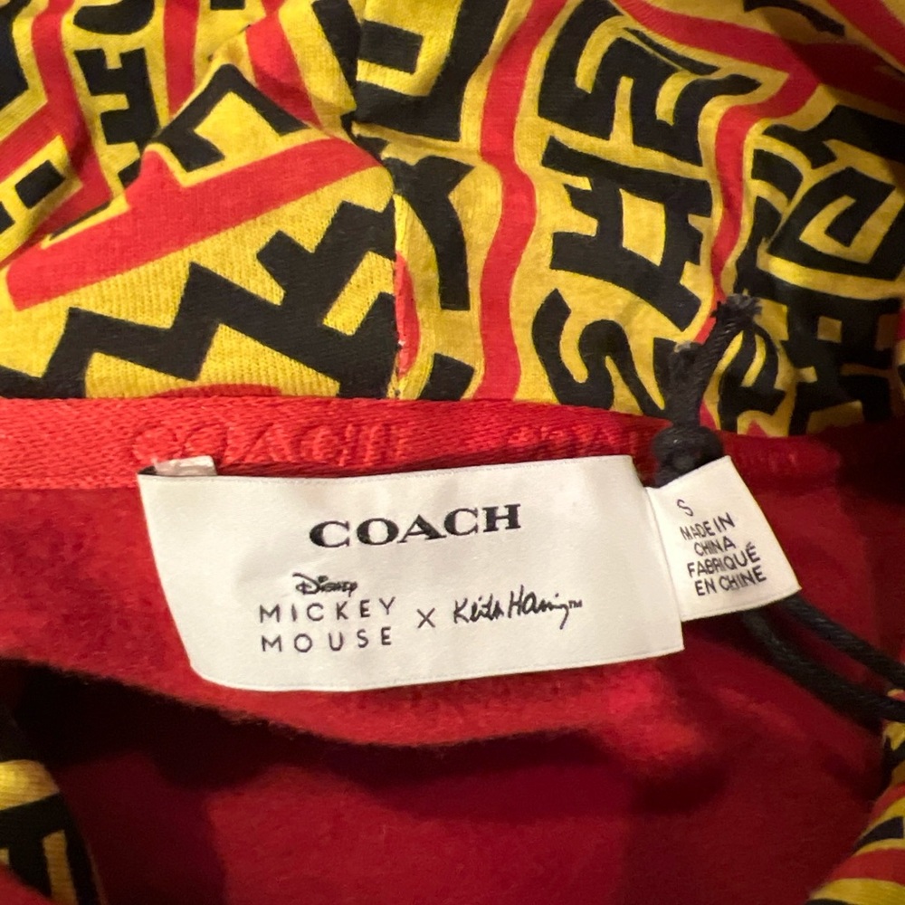 Coach x Mickey Mouse x Keith Haring UFO Disney red hoodie sweatshirt small - Picture 4 of 7